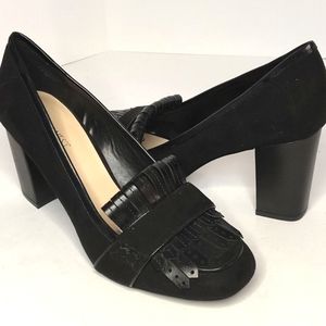 EUC Nine West "Peeters" Loafer Inspired Kiltie Pump Black 8.5 Heels
